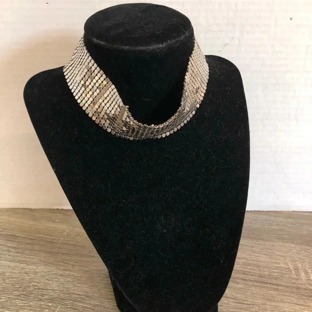 Silvertone Metal Choker Necklace